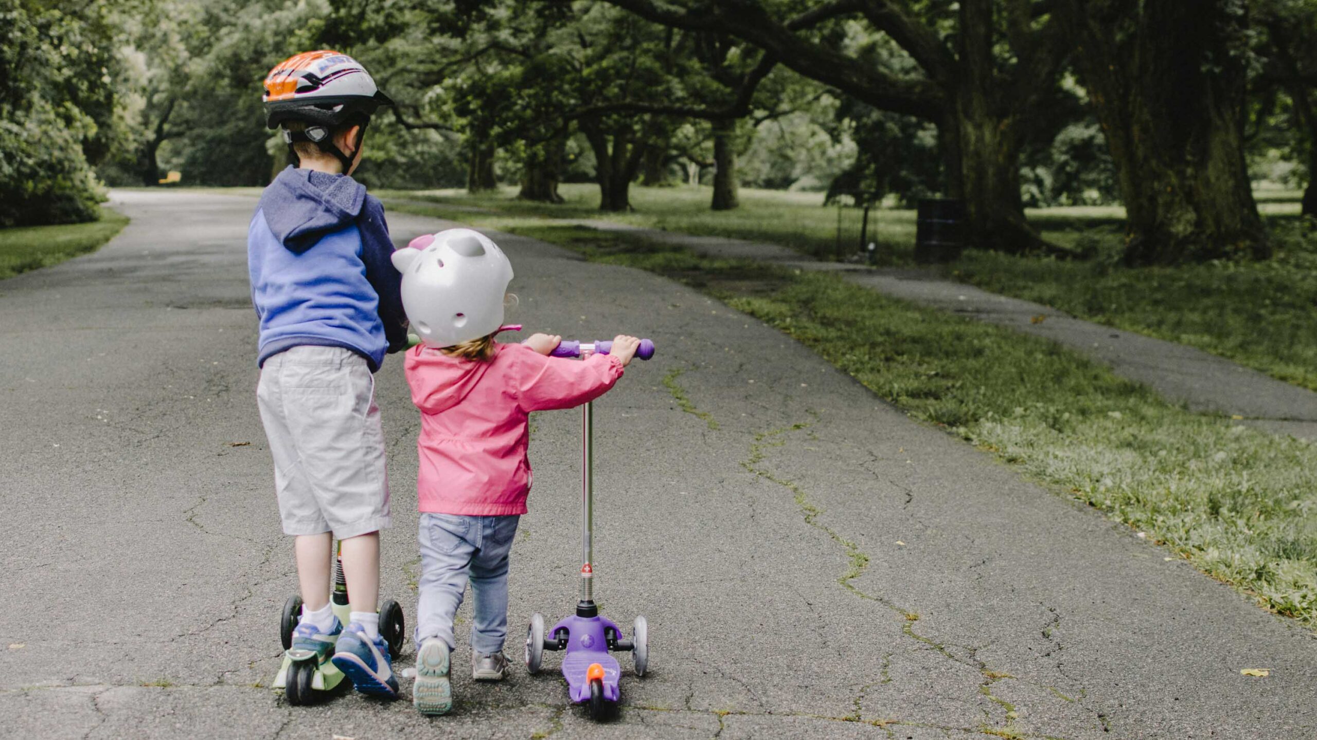 Two children playing in a park